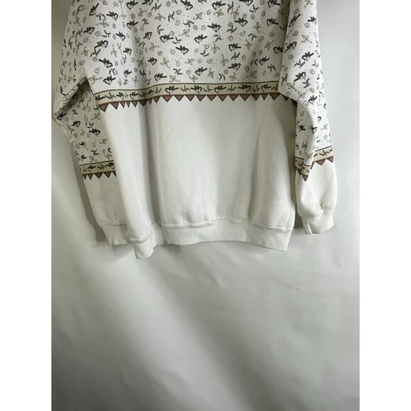 Vintage Cream and Brown Patterned Sweater - Picture 6 of 7